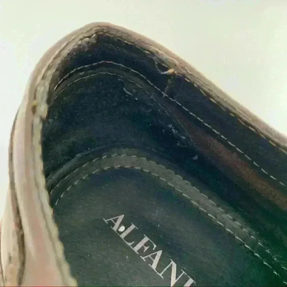 Alfani Paul mens Oxfords 10.5 chocolate Brown leather brogue wingtip cap toe - Picture 11 of 13